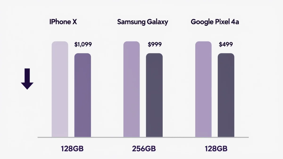 Chart of Galaxy S26 lineup prices and storage