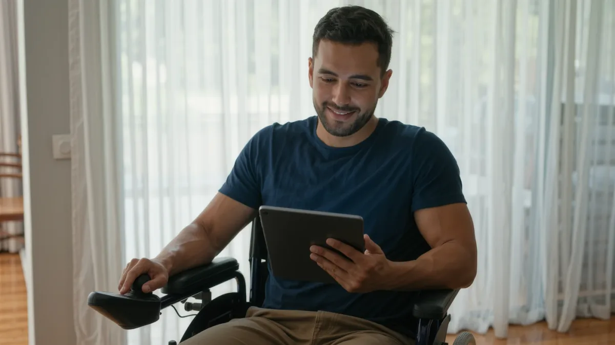 Reader using an adaptive button with a tablet
