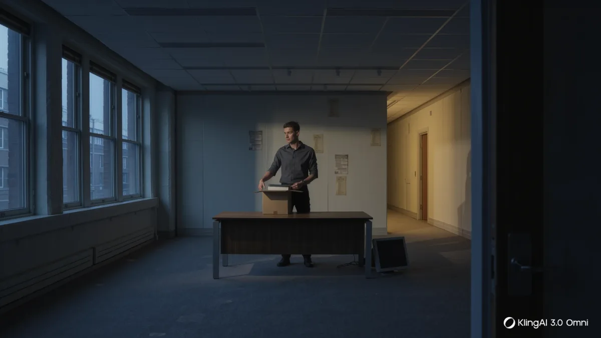 Founder packing personal belongings from an emptied office