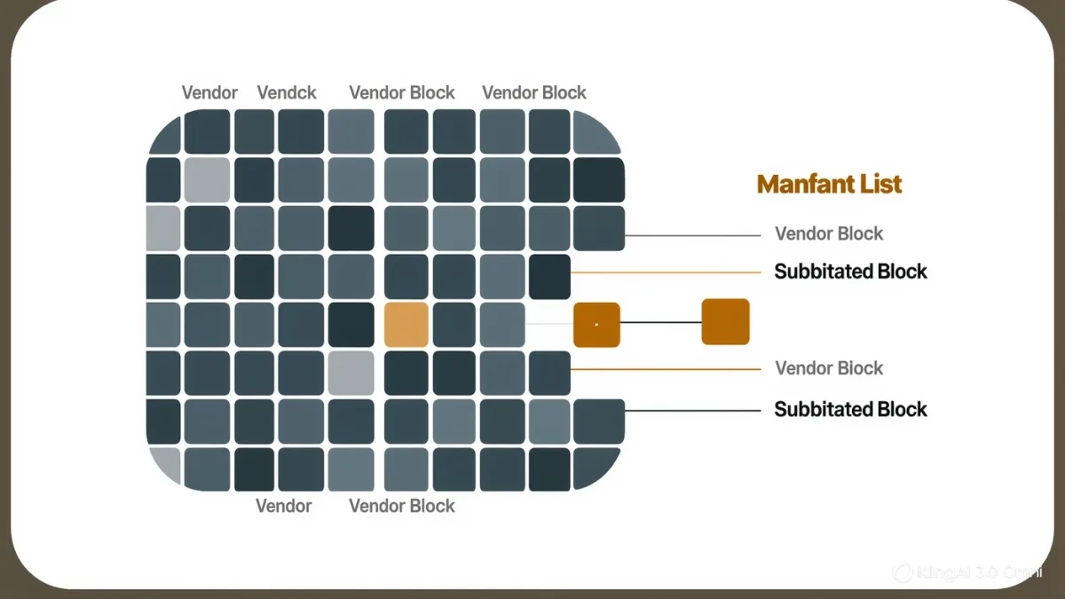Infographic of an app binary composed of vendor blocks with one tampered