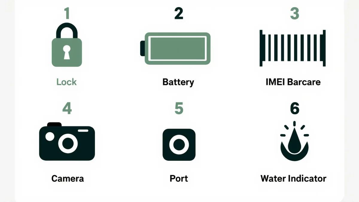 Checklist graphic of used iPhone verification steps