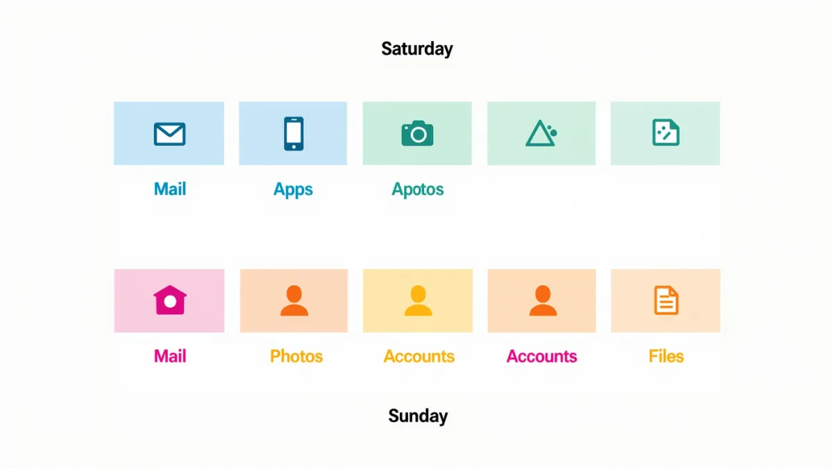 Two-day declutter plan shown as schedule blocks graphic
