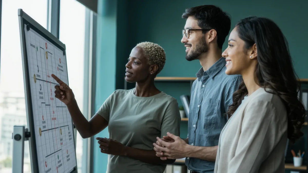 Compliance officers reviewing robocall consent workflows in a fintech office