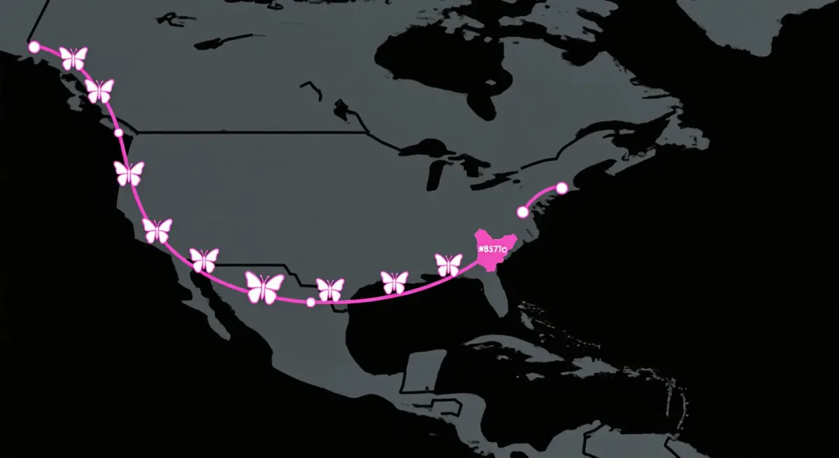 Flat infographic of the monarch migration flyway