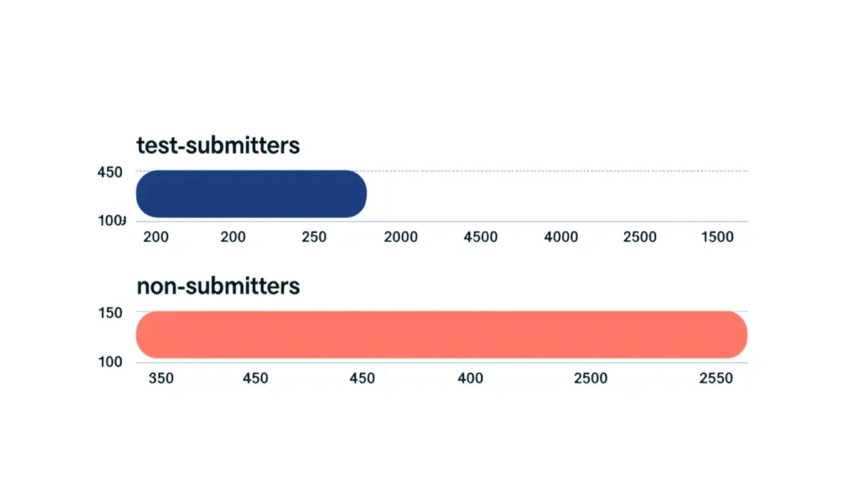 Admitted-student outcome comparison chart for test-submitters versus non-submitters
