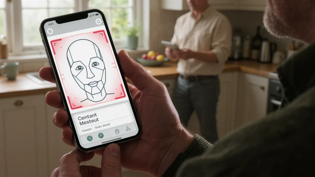 Applicant reading a biometric consent screen before a face scan