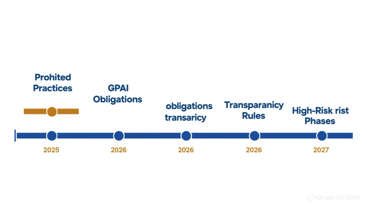 Infographic timeline of AI Act compliance dates by risk tier