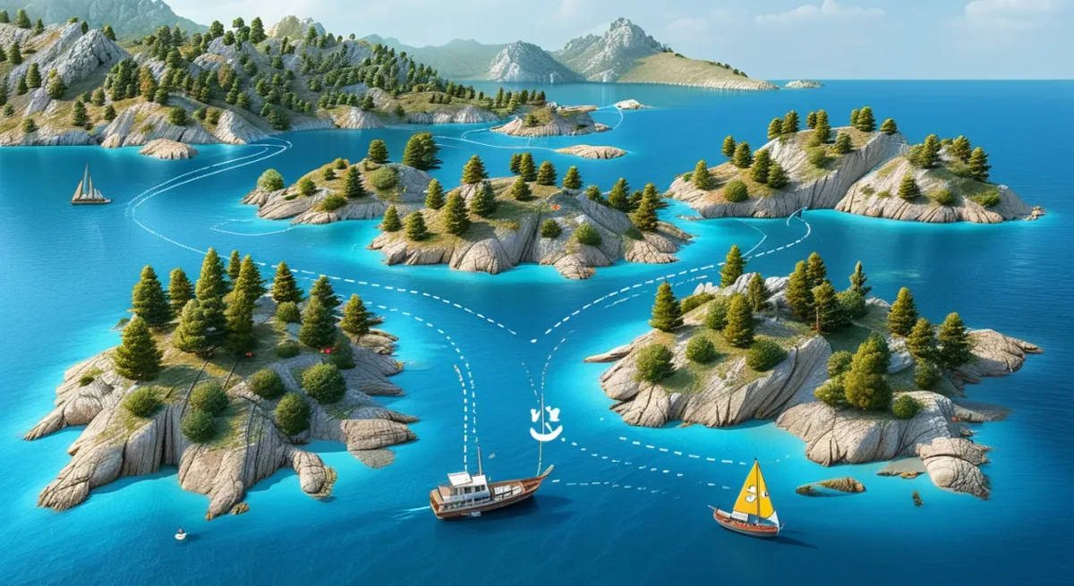 Route map infographic of gulet blue cruise bays near Göçek