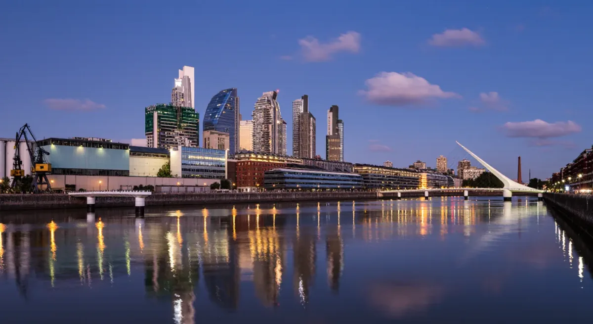 Buenos Aires Puerto Madero skyline at dusk