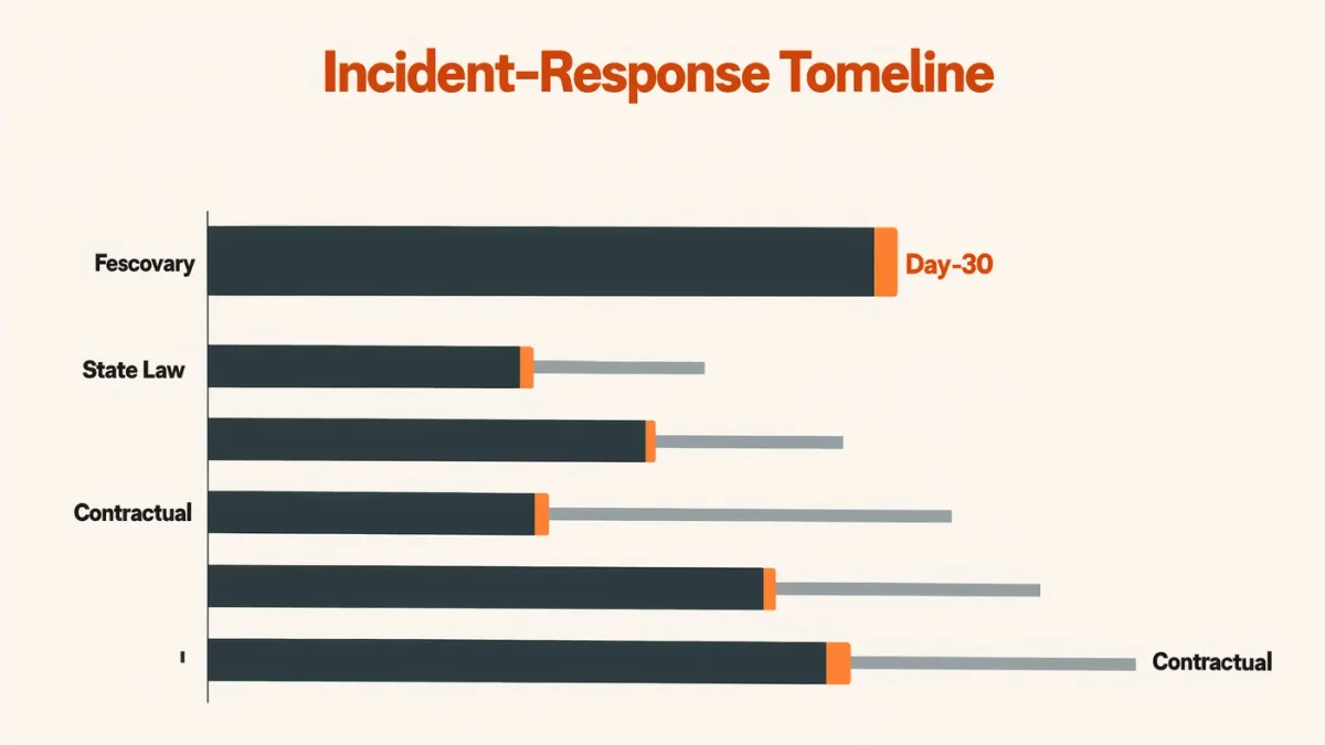 Infographic of incident clocks running from discovery to day thirty
