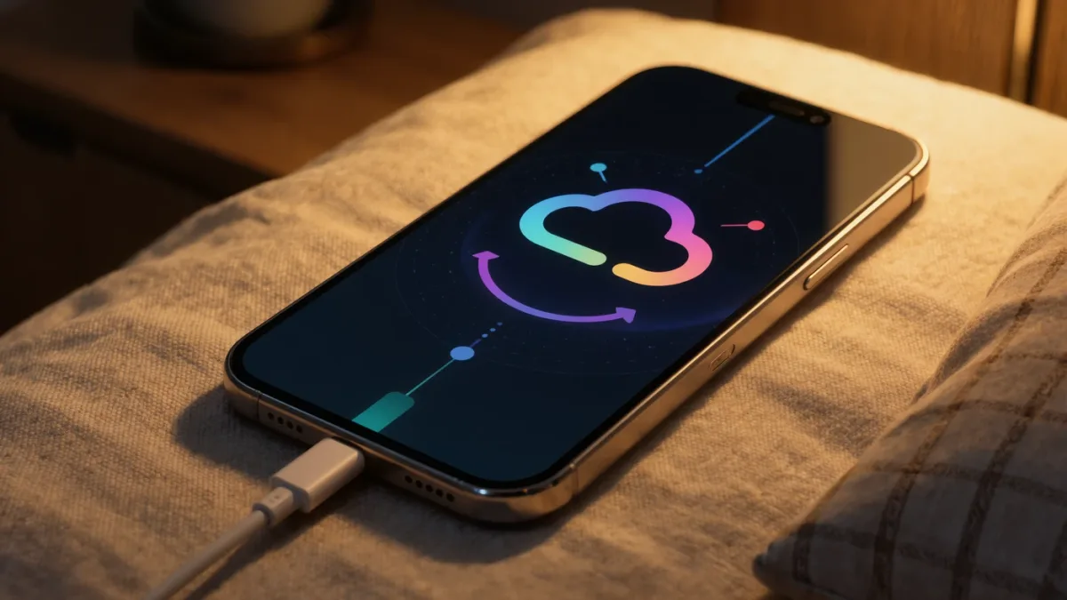 Phone charging overnight with backup progress indicator