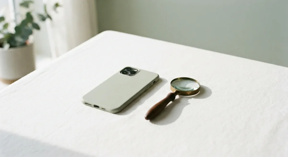 Phone face-down on bright surface casting long shadow