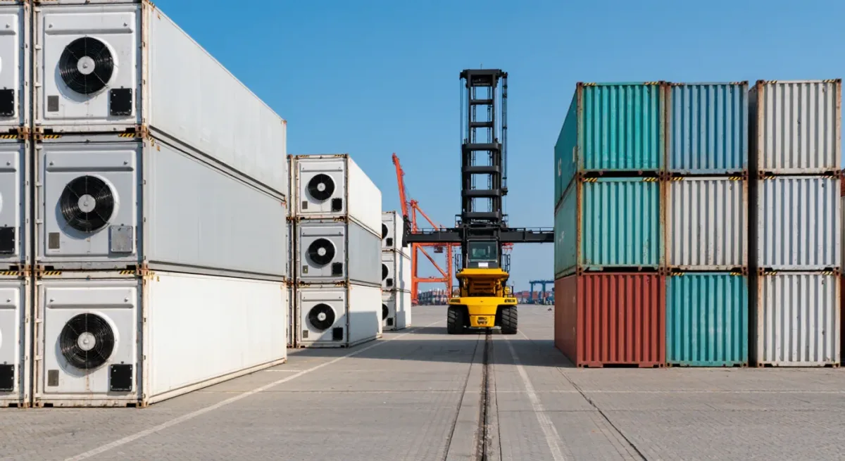 Refrigerated containers and food cargo at a Gulf port terminal