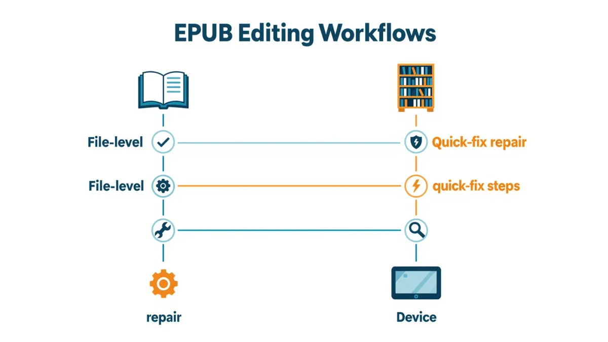 Infographic comparing Sigil and Calibre Edit Book workflows