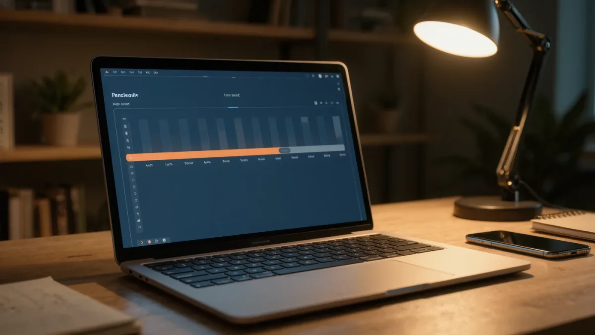 Laptop showing breach-check result page at home desk