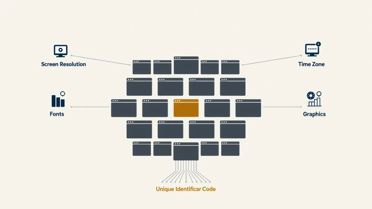 Crowd of identical silhouettes with one highlighted for tracking