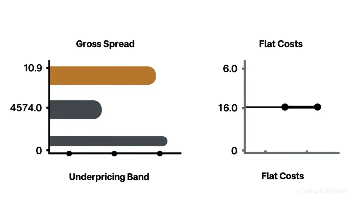Infographic comparing direct listing and IPO cost structures