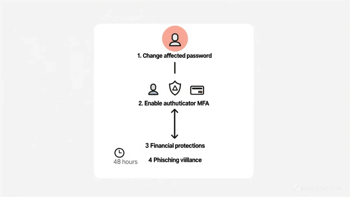 Infographic of a four-step breach response checklist in sequence