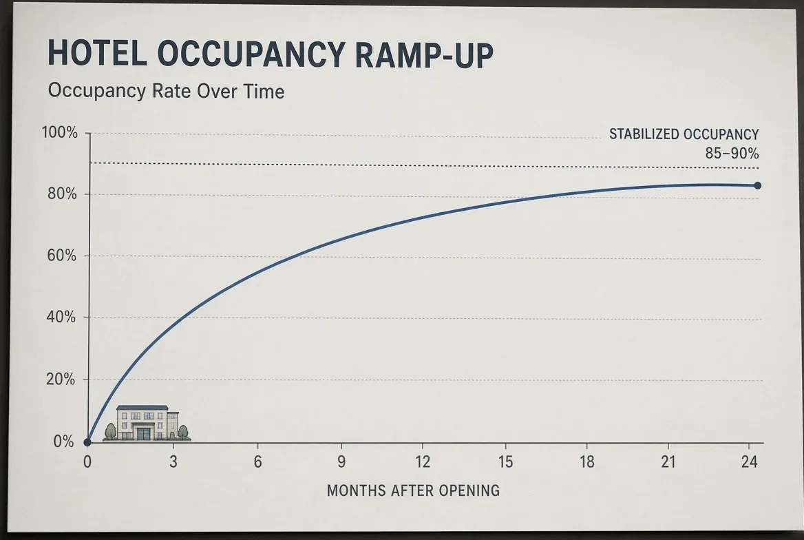 The hotel ramp-up curve: how new properties reach stabilized performance