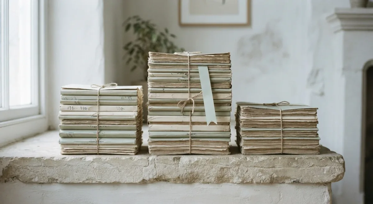 Stacked bound regulatory filings on a stone ledge