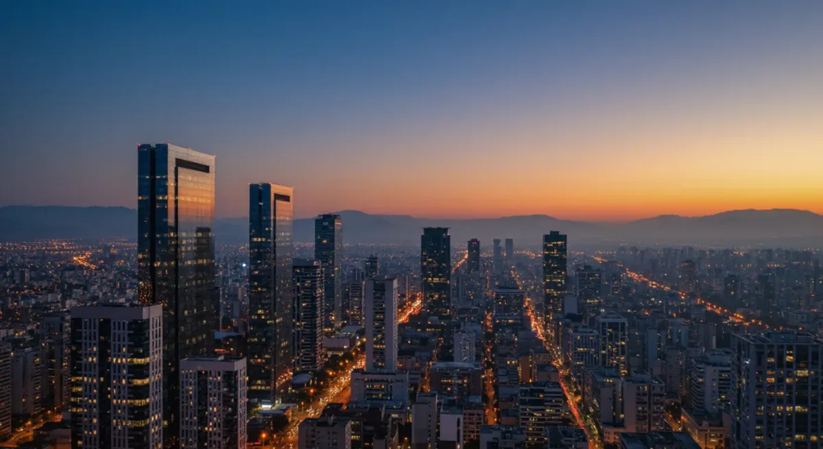 Mexico City financial district skyline at dusk