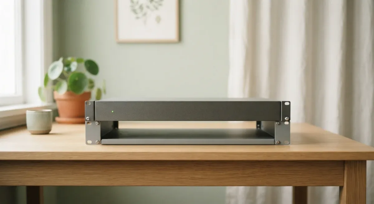 Closed rack-mount network appliance with a single status light