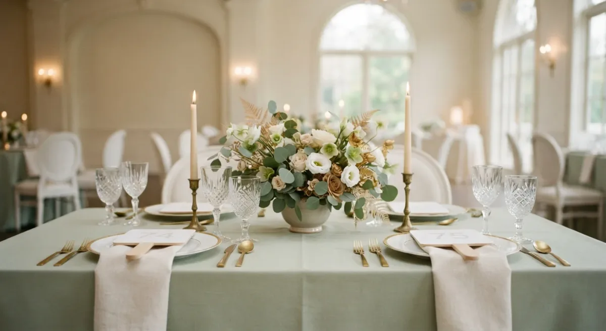 Set gala table with candlelight and empty numbered paddles