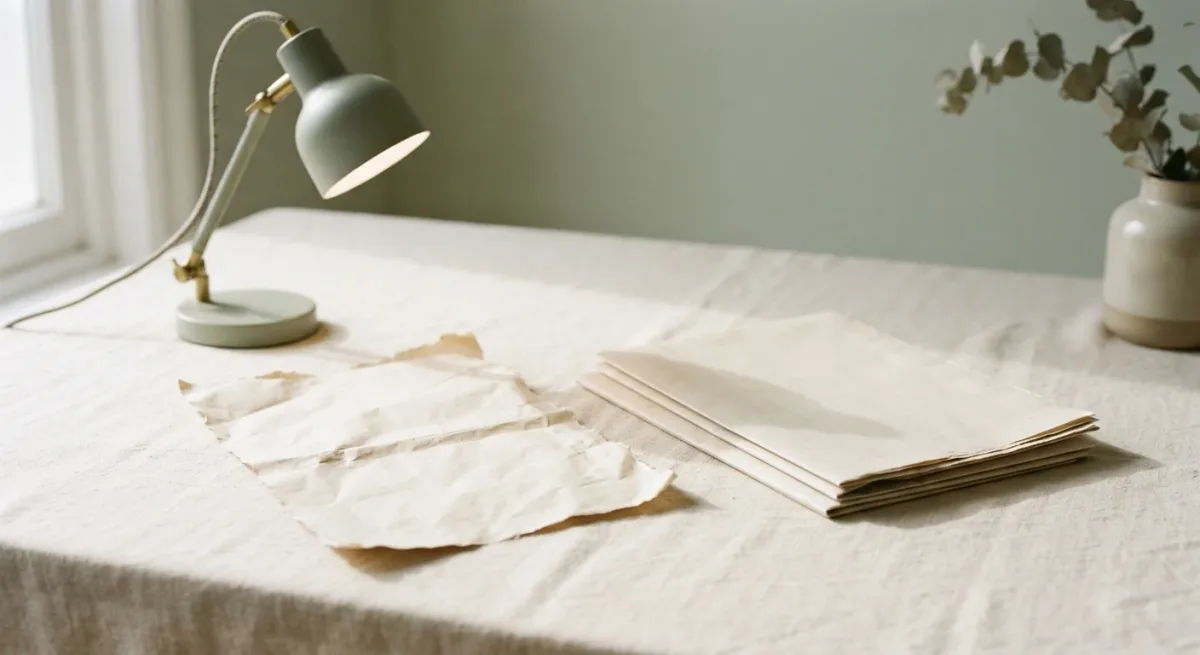 Torn newspaper page beside intact one under lamp