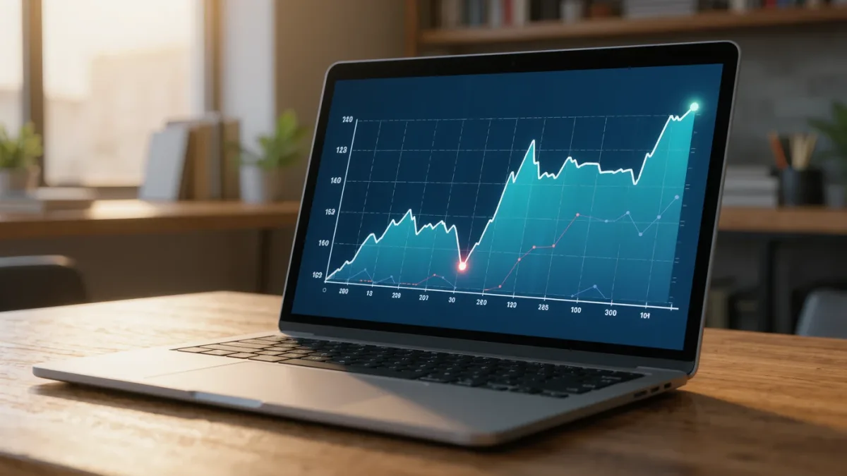Laptop showing price history chart for a gadget