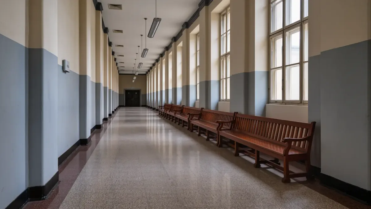 Capitol corridor with terrazzo floor and tall windows
