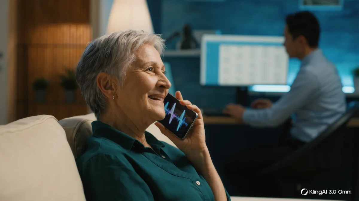 Customer speaking to a banking app while an agent reviews transcripts nearby