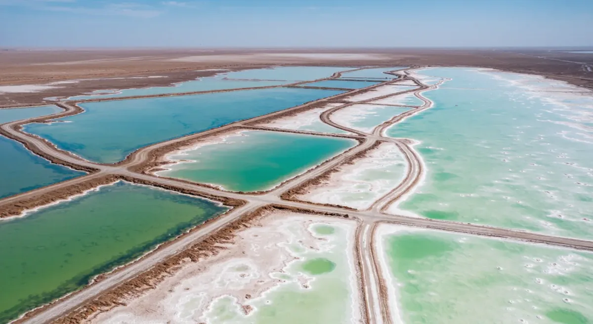 Lithium evaporation ponds patterned on a high-altitude salt flat