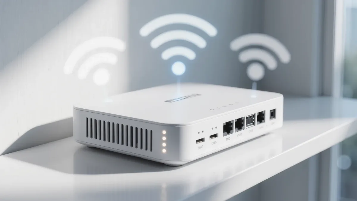 Router broadcasting separate main and guest networks diagram