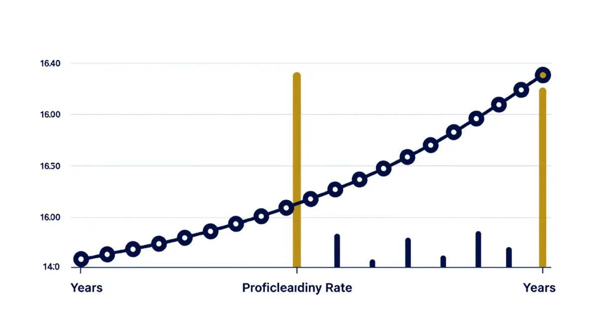 State reading proficiency trend line rising after a statewide literacy policy change, infographic chart