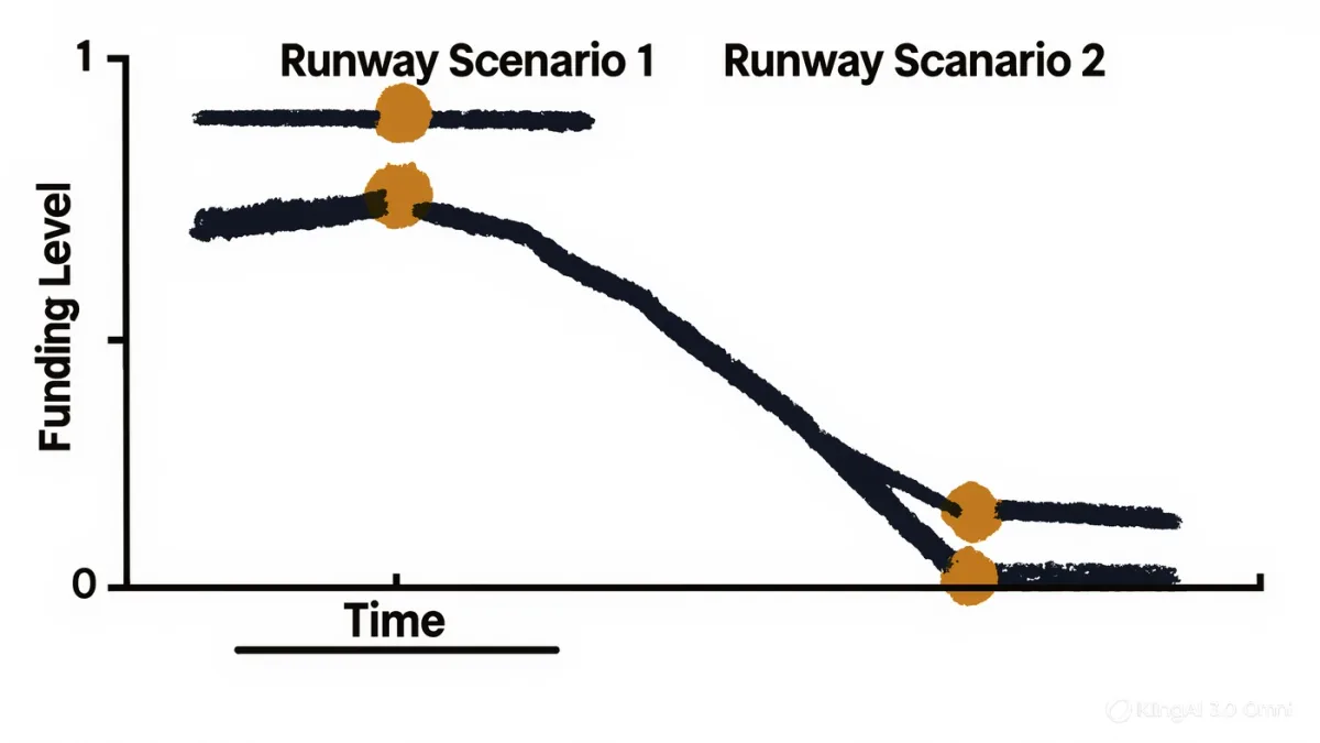 Infographic of runway scenarios with and without a bridge milestone