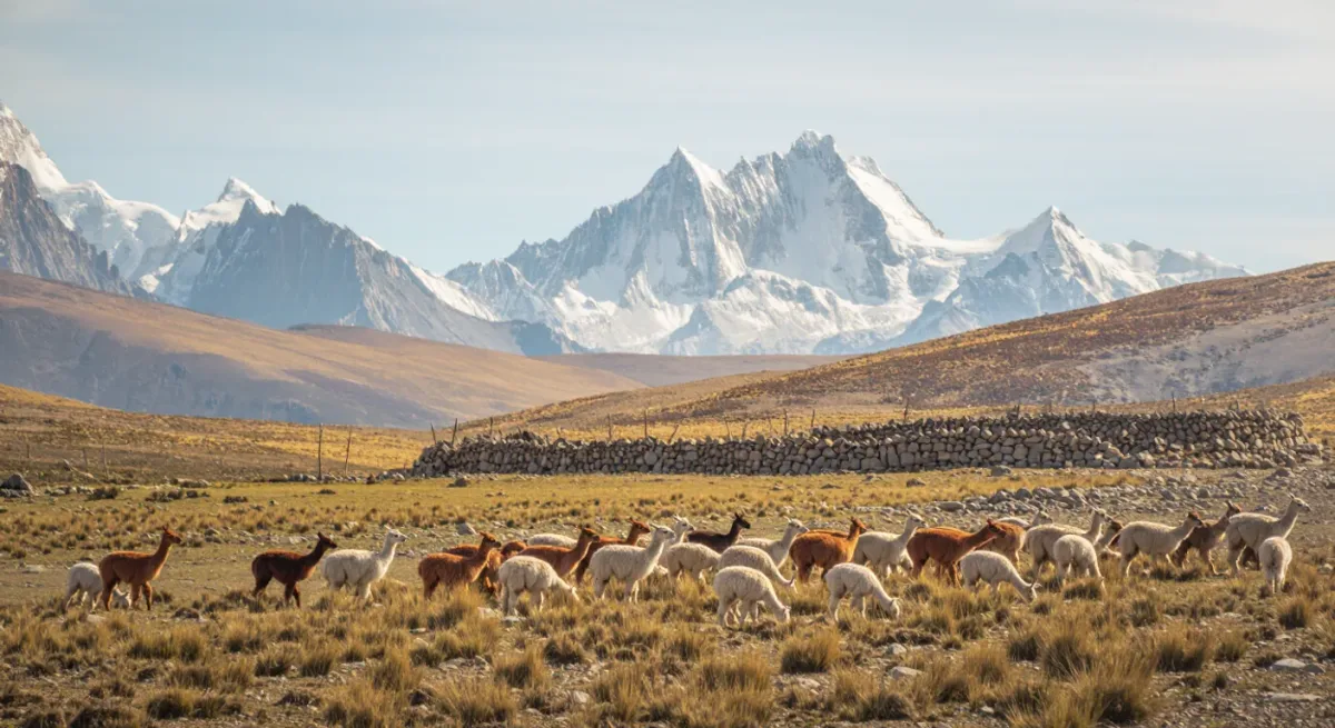 Alpacas grazing on the high Andean plateau