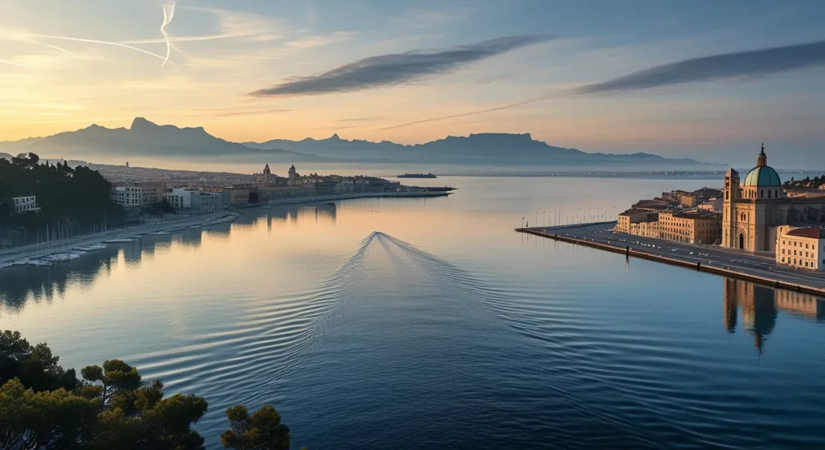Empty Bay of Palma race course at dawn before racing