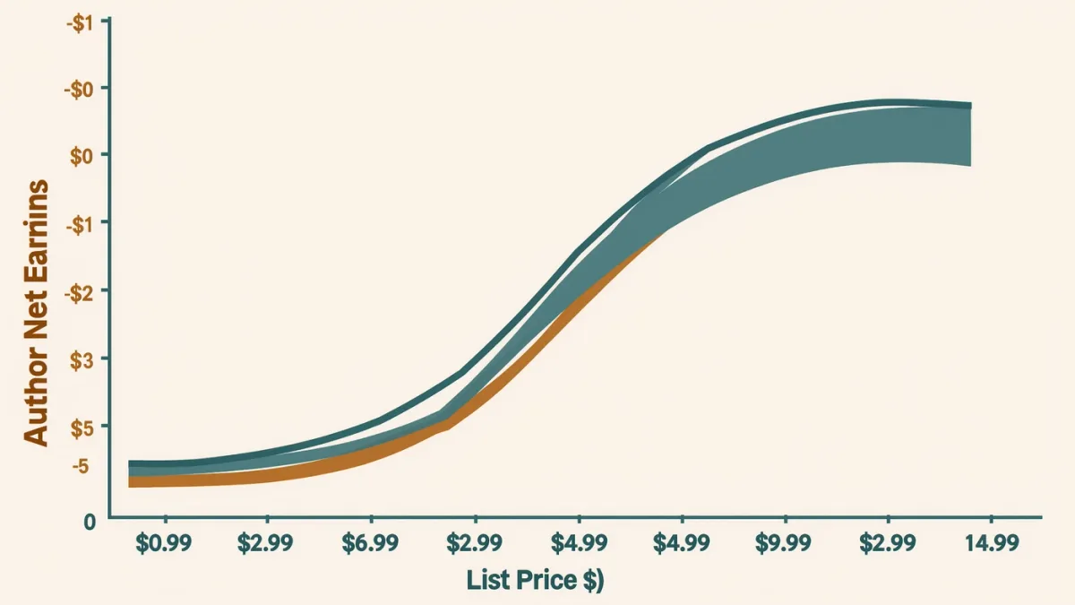 Royalty cliff chart comparing list prices and author earnings