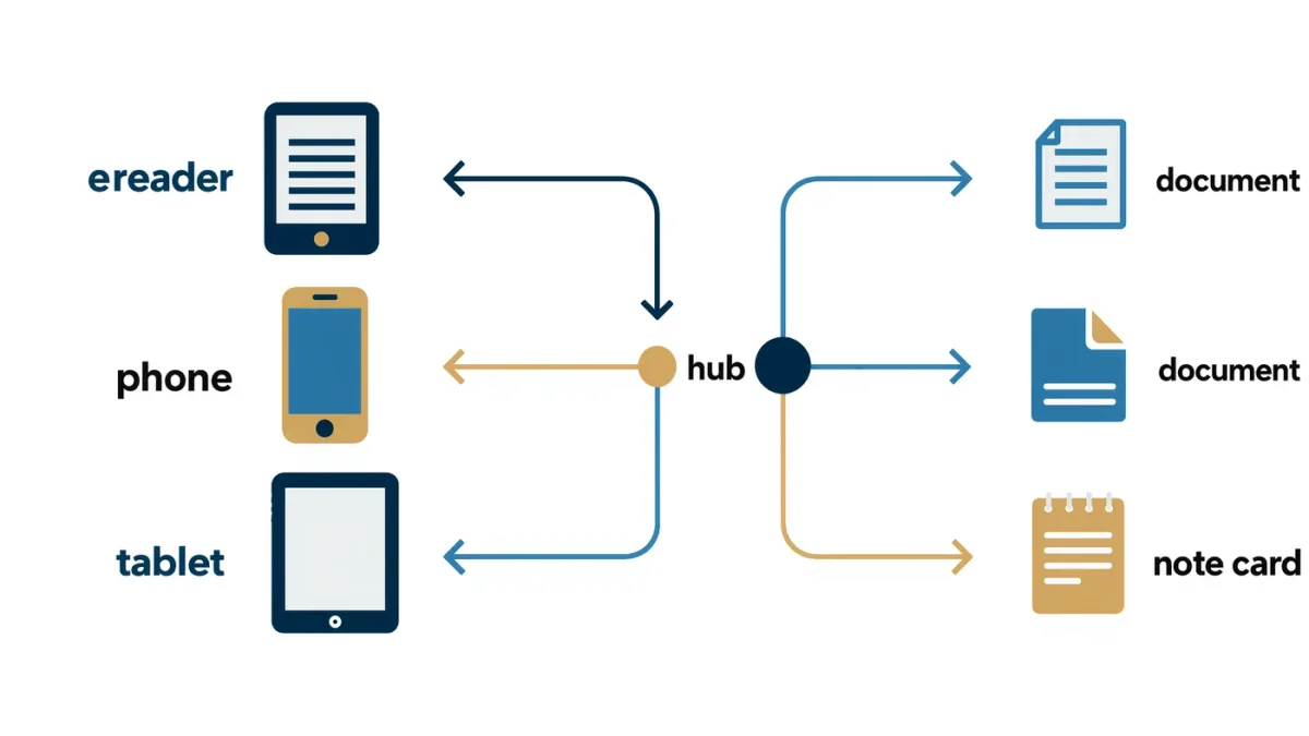 Infographic of highlights flowing from readers to one notebook