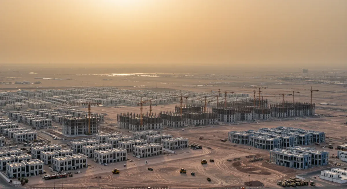 Riyadh residential districts under construction at dawn