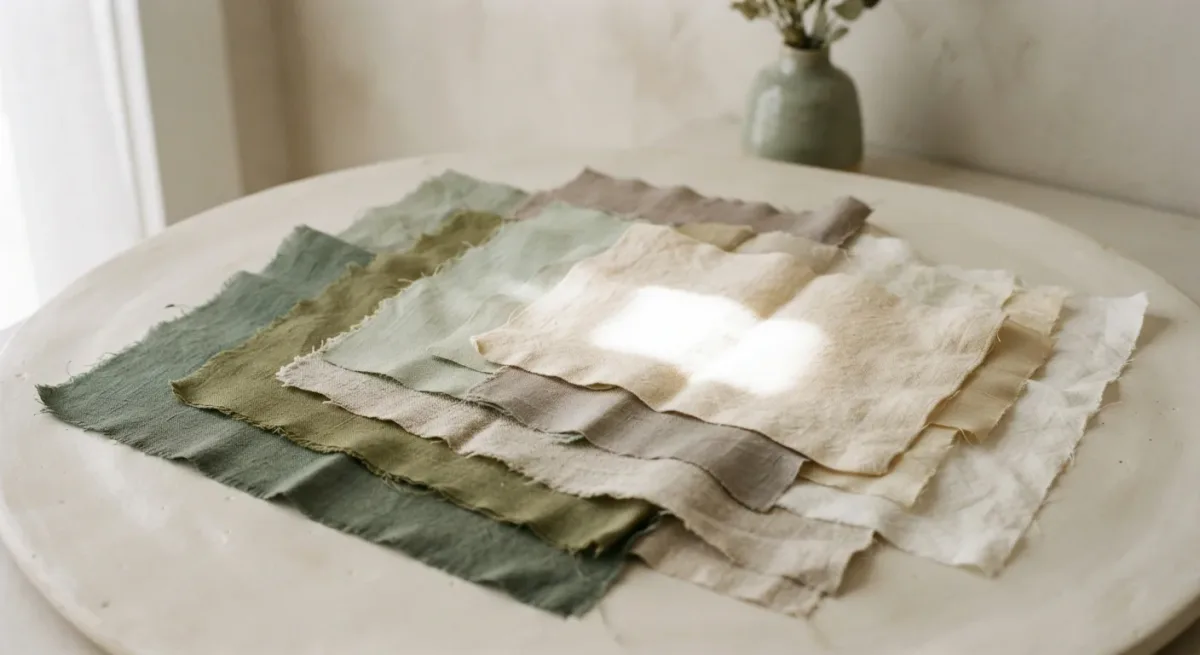 Color-gradient fabric swatches arranged in a grid