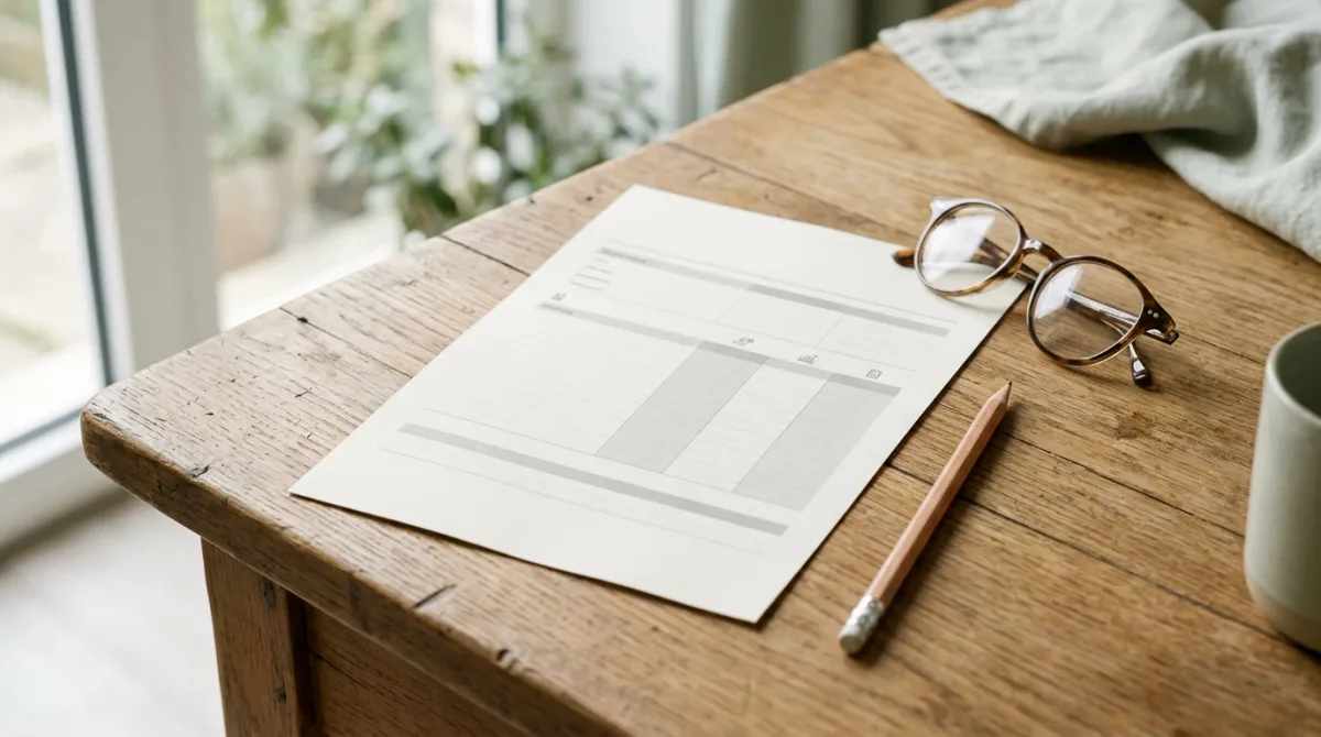 Fund fact sheet and pencil on a plain reading desk
