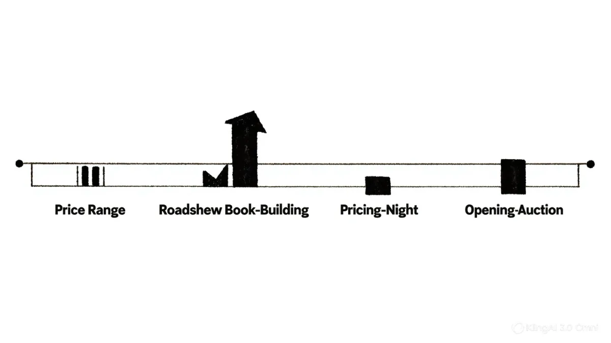 Infographic of the IPO pricing timeline from range to opening trade