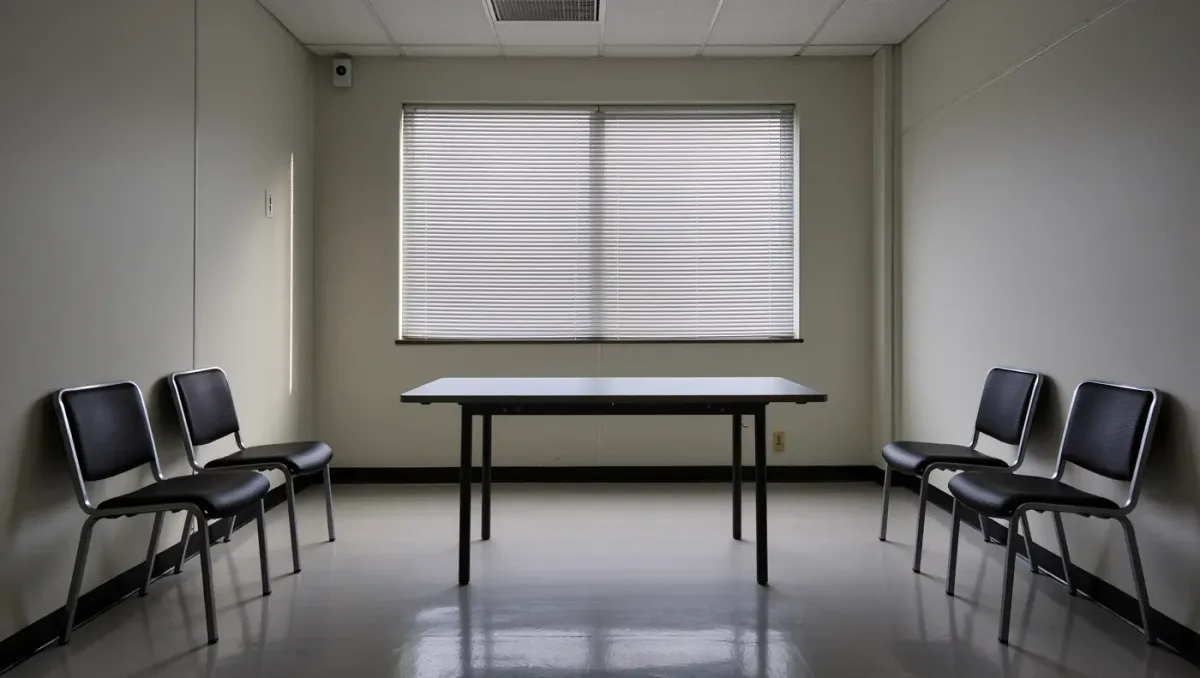 Plain interview room in a federal office building