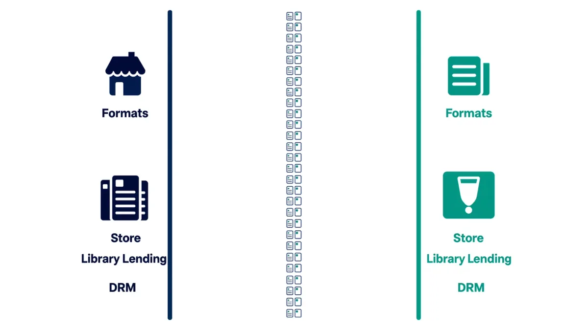 Infographic comparing Kobo and PocketBook ecosystems across formats and stores