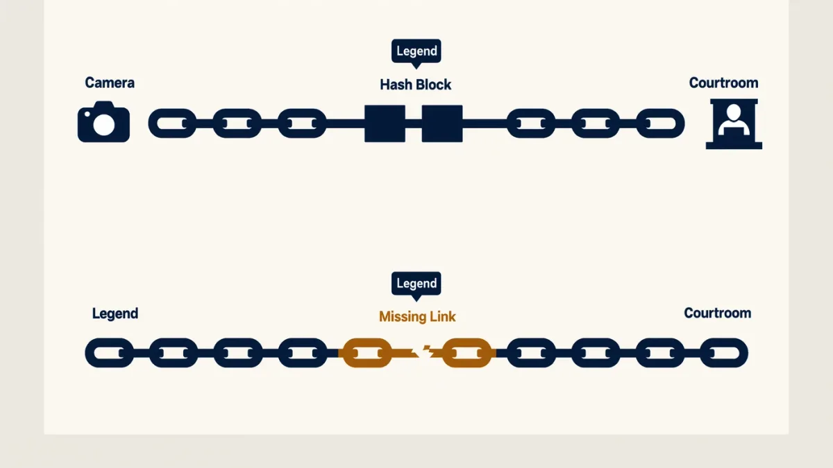 Infographic comparing authentic versus synthetic media provenance trails