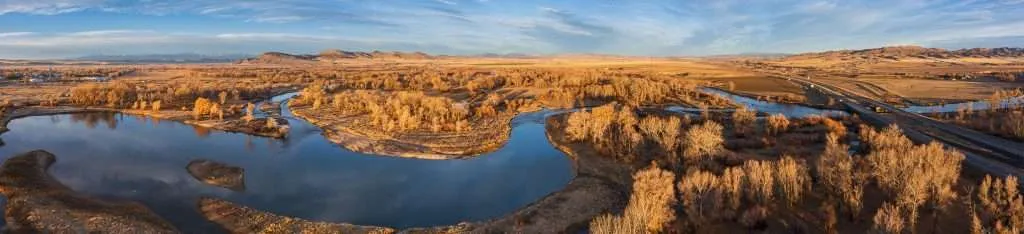 Montana Land - Western Ranch Brokers Panoramic view of river on Three Forks River Ranch for sale in Montana