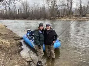 IMG_2035 (1) - Western Ranch Brokers Jim and Cassie Toth in waders fly fishing the Bitterroot River in Montana