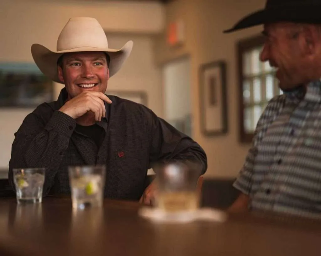 Ranch broker Caleb Campbell at Mint bar in Lewistown Montana