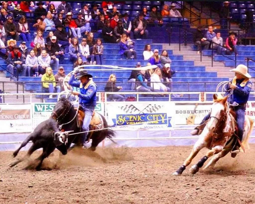 Ranch broker Caleb Campbell in a roping competition
